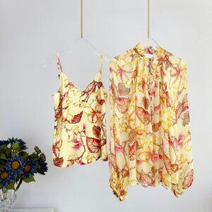 𝒁𝑰𝑴𝑴𝑬𝑹𝑴𝑨𝑵𝑵 MATCHMAKER Lantern sleeve tie neck top